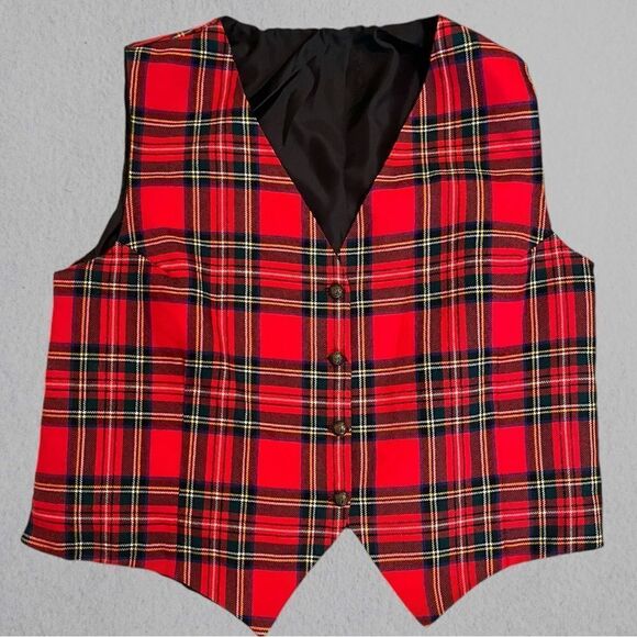 Vintage wool tartan button up vest - Picture 2 of 7